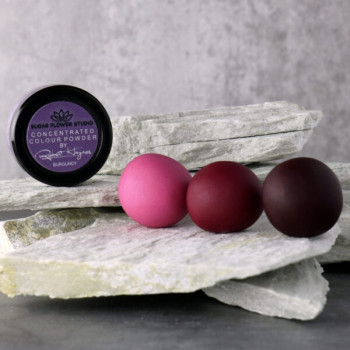 burgundy, kleurstof, dust, poeder, edible, colour, powder, puder, farbe, robert, haynes, sfs, sugarflowerstudio, geconcentreerd,  concentrated