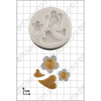 heart, hart, bloemen, blossom, FPC, sugarcraft, silicone, mold, mould, B004