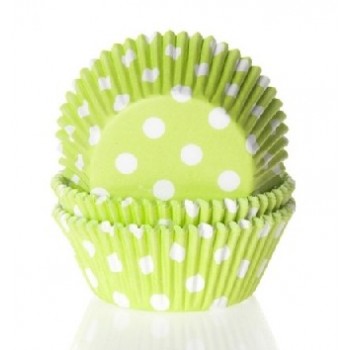 House of Marie Baking Cups Stip Lime Groen