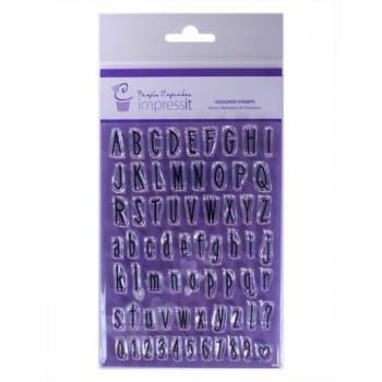 purple, cupcakes, retro, stamp, emboss, clear, alphabet