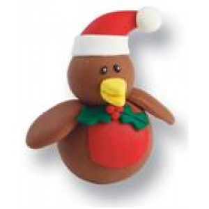 Claydough Robin In Hat - Roodborstje met Kerstmuts