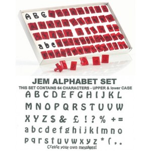 JEM, alphabet, alfabet, uitstekers, hoofdletters, leestekens, letters, embossers, 106M001