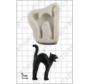 zwarte, kat, cat, poes, halloween, D017, FPC, Sugarcraft, fondant, marsepein, klei