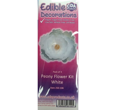 CDA Wafer Paper Flowers: Pre-cut Peony White