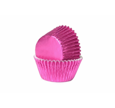 House of Marie Baking Cups Folie Roze pk/24- Hot Pink