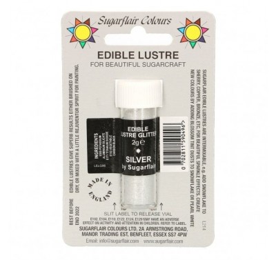 Sugarflair Edible Lustre Glitter - Silver