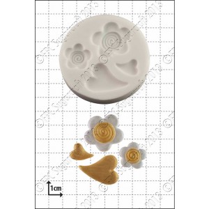 heart, hart, bloemen, blossom, FPC, sugarcraft, silicone, mold, mould, B004