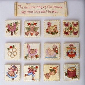 patchwork, cutters, christmas, partridge, pear, tree, boom, parcels, cadeau, 12, days, embosser