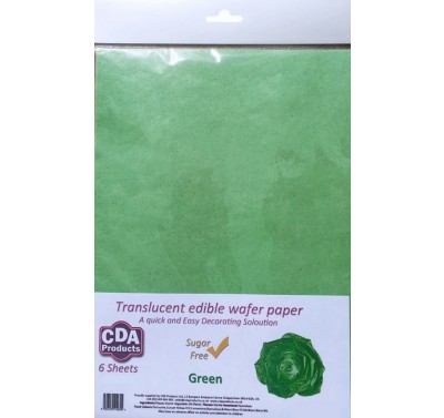 CDA Edible Wafer Paper Translucent - pk6 - dun - Light Green
