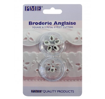 PME Broderie Anglaise Square & 5 Petal Eyelet cutters set/2