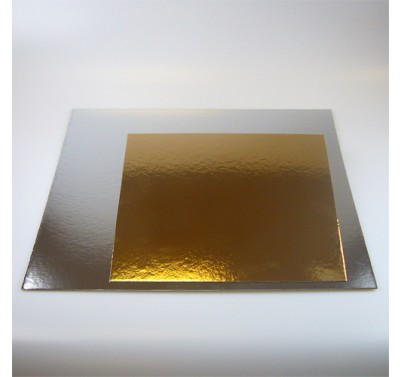 Taartkarton goud/zilver vierkant 30cm - 5st