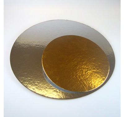 Taartkarton rond goud/zilver 24cm - 10st